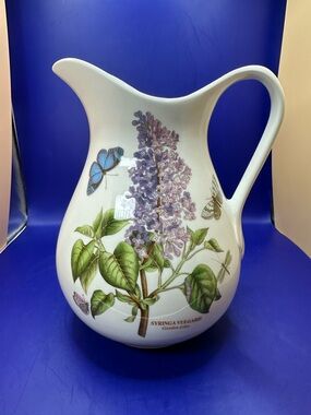 Portmeirion Porcelain Pitcher with Lilac & Butterfly Botanical Design